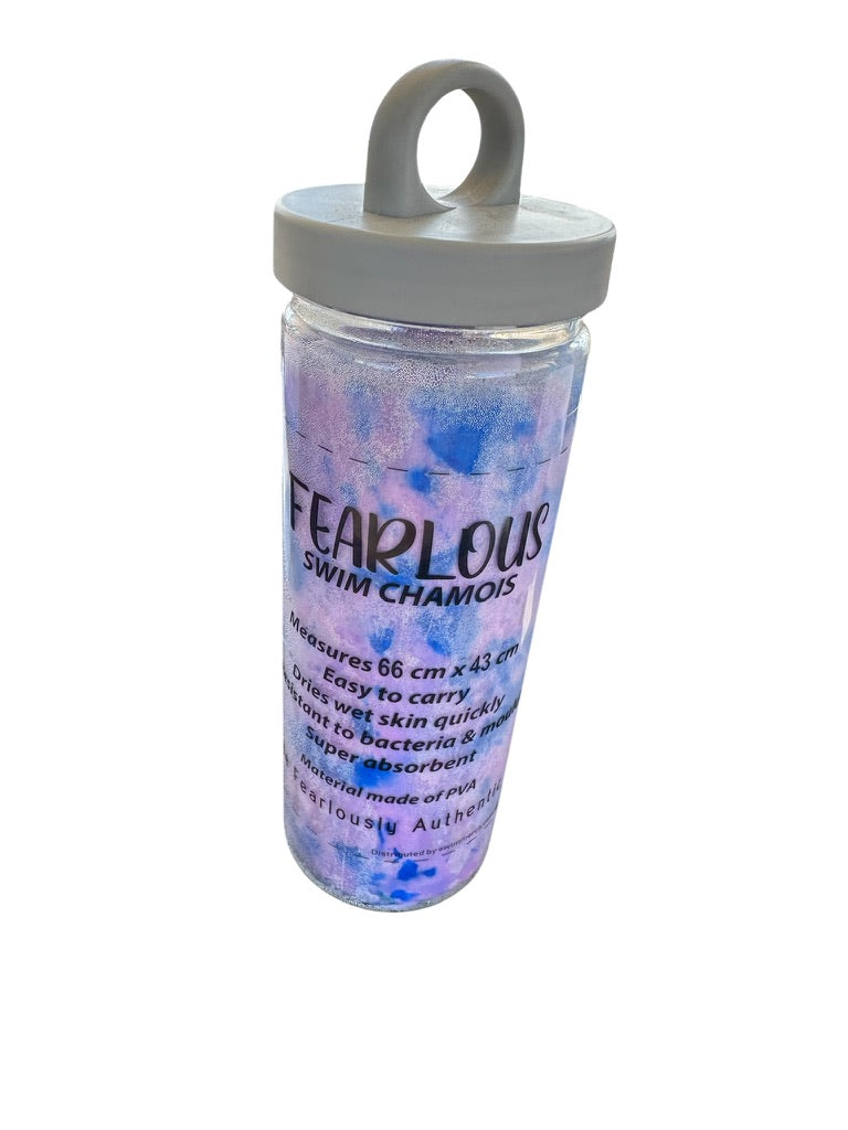 TIE DYE CHAMOIS LARGE 66cm X 43cm- PINK WITH BLUE WASH
