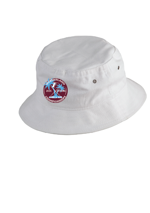 2025 Queensland Open & Age Diving Championships Bucket Hat - White