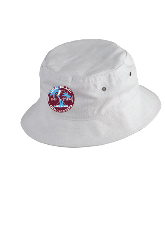 2025 Queensland Open & Age Diving Championships Bucket Hat - White