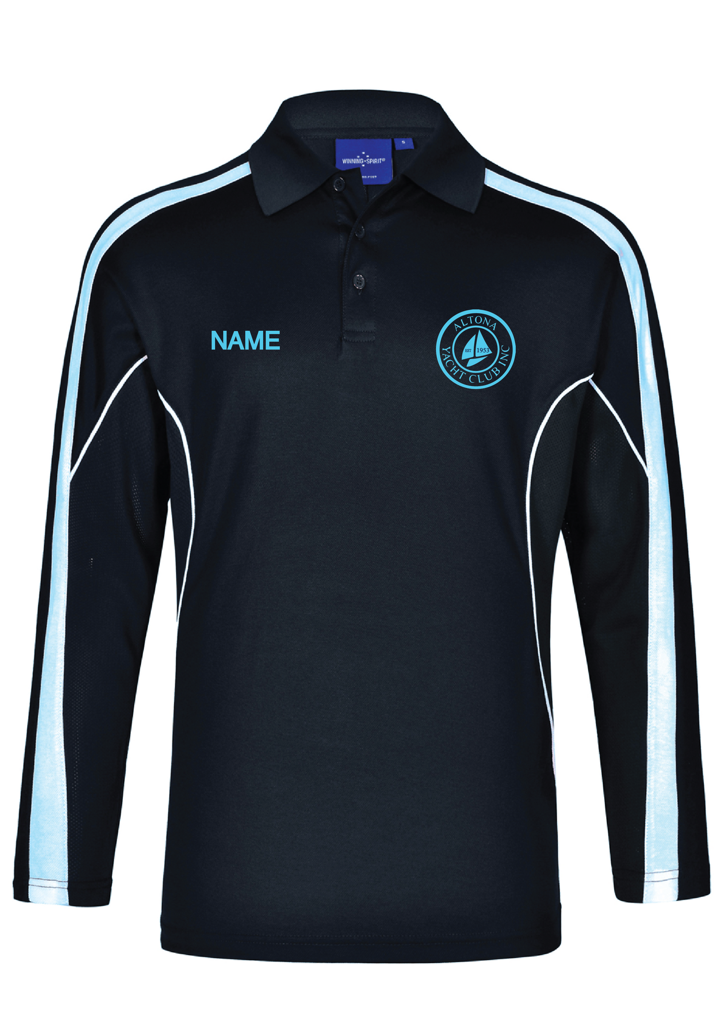ALTONA YACHT CLUB LONG SLEEVE POLO TOP - NAVY/BLUE