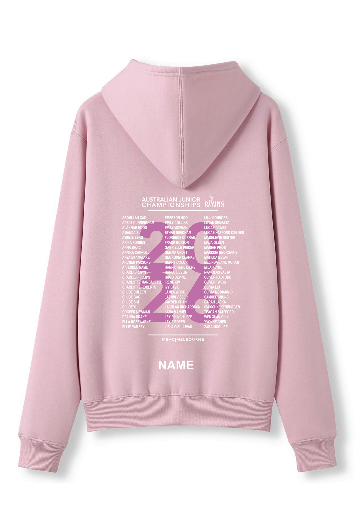 2026 AUSTRALIAN JUNIOR DIVING CHAMPIONSHIP HOODIE - PINK