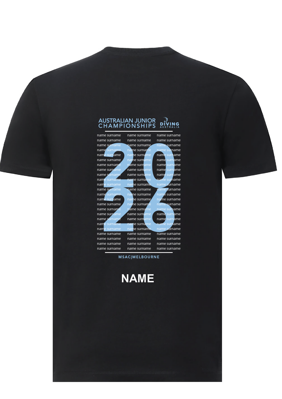 2026 AUSTRALIAN JUNIOR DIVING CHAMPIONSHIPS SHORT SLEEVE TEE - BLACK