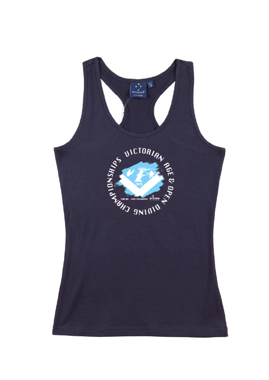 2025 Victorian Open & Age Championship T-back tank Womens/Teens - Navy