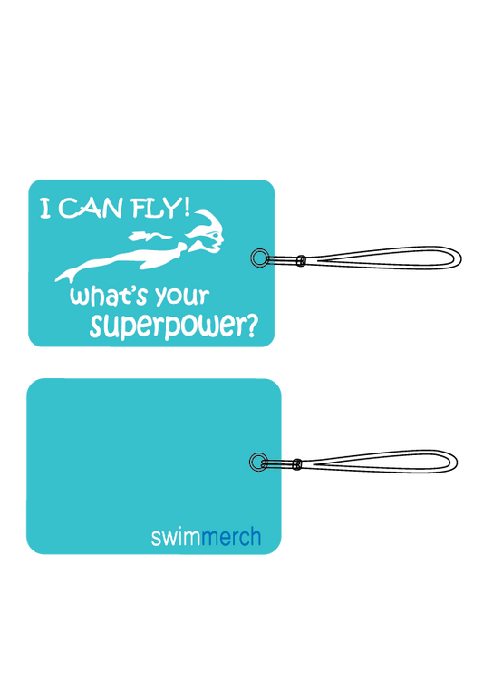 Bag Tag - "I CAN FLY" Teal Blue