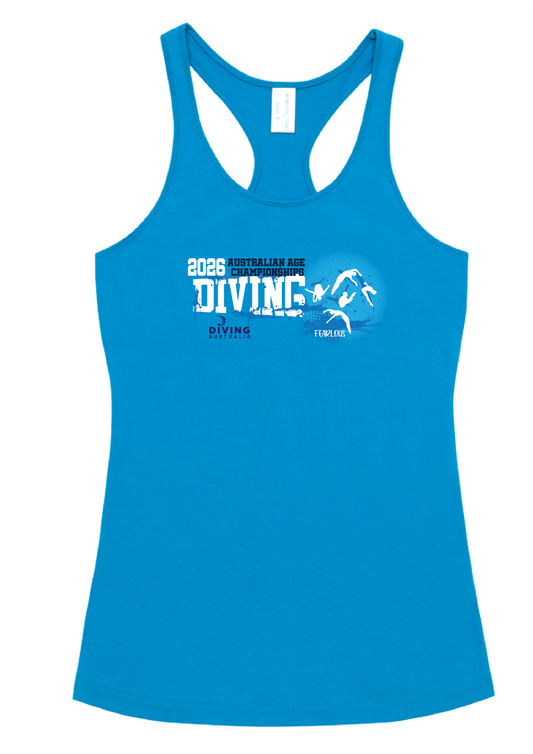 2026 AUSTRALIAN AGE DIVING CHAMPIONSHIP TANK KIDS , WOMENS, UNISEX- BLUE