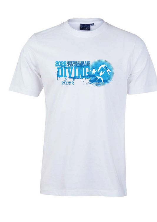 2026 AUSTRALIAN AGE DIVING CHAMPIONSHIPS SHORT SLEEVE TEE - WHITE