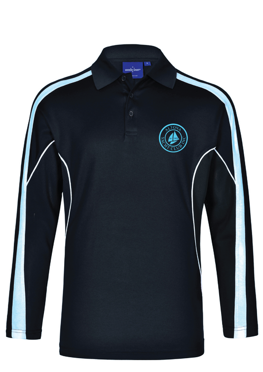 ALTONA YACHT CLUB LONG SLEEVE POLO TOP - NAVY/BLUE
