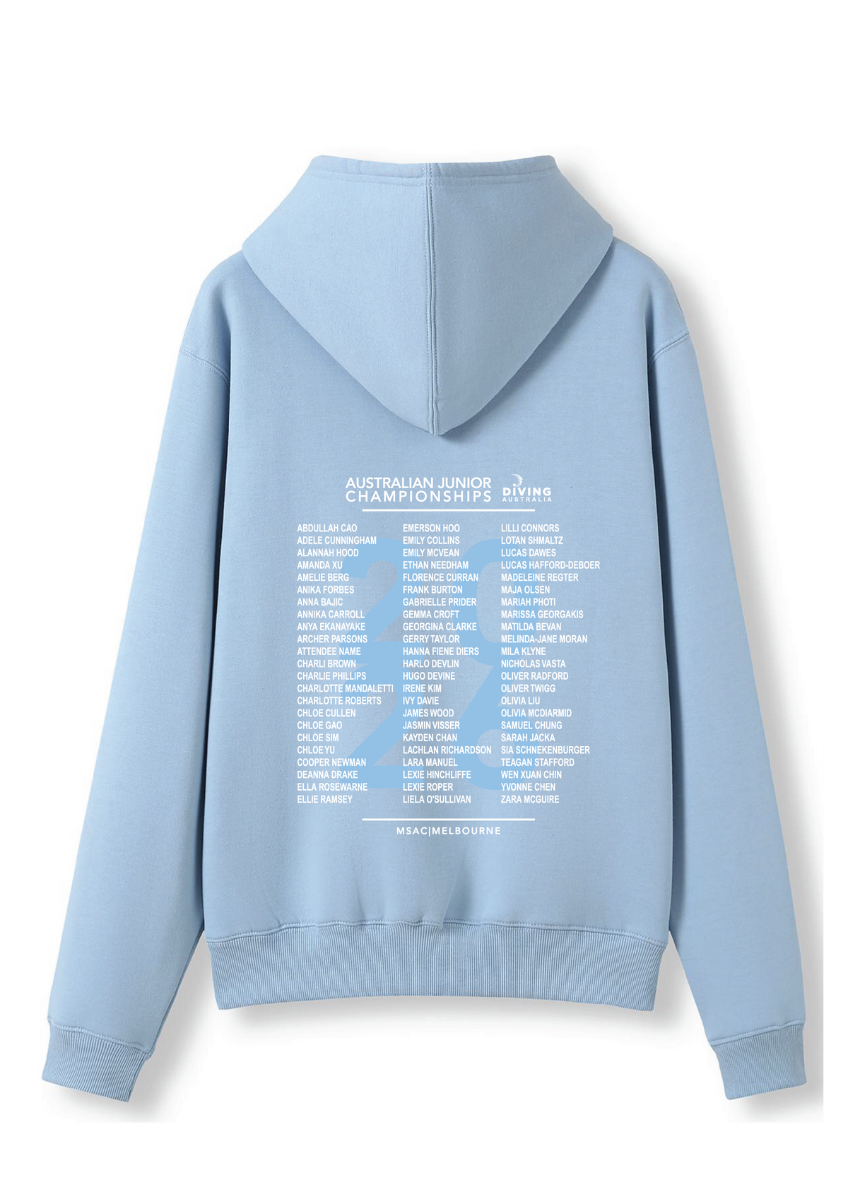 2026 AUSTRALIAN JUNIOR DIVING CHAMPIONSHIP HOODIE - PALE BLUE