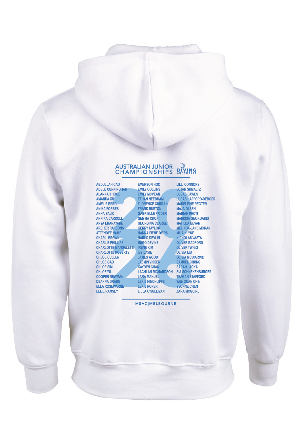 2026 AUSTRALIAN JUNIOR DIVING CHAMPIONSHIP HOODIE - WHITE