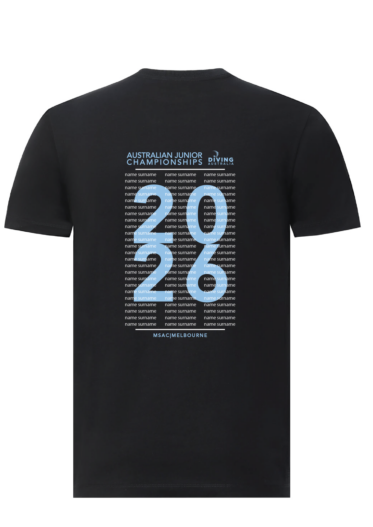 2026 AUSTRALIAN JUNIOR DIVING CHAMPIONSHIPS SHORT SLEEVE TEE - BLACK