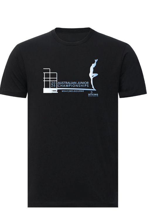 2026 AUSTRALIAN JUNIOR DIVING CHAMPIONSHIPS SHORT SLEEVE TEE - BLACK
