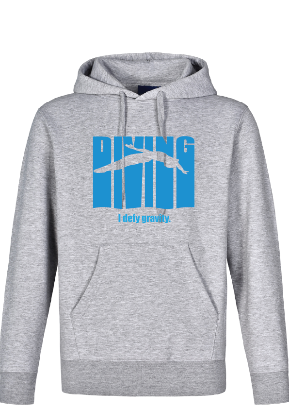 Diving Hoodie grey marle - I defy gravity
